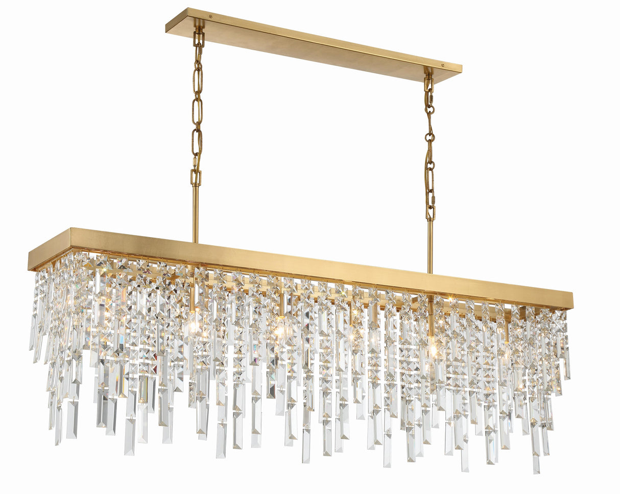 Crystorama Winfield 6 Light Antique Gold Linear Chandelier