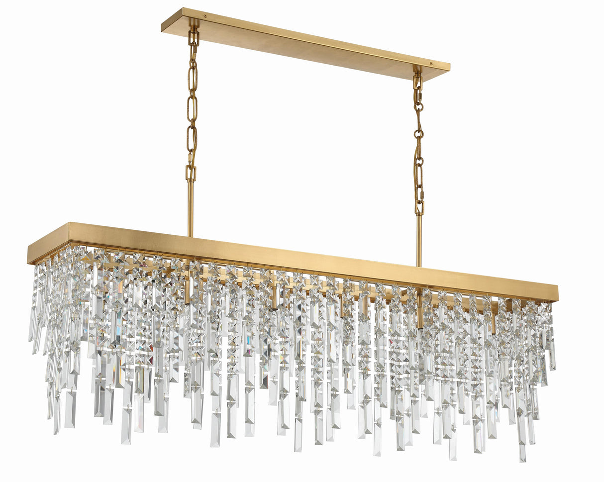 Crystorama Winfield 6 Light Antique Gold Linear Chandelier