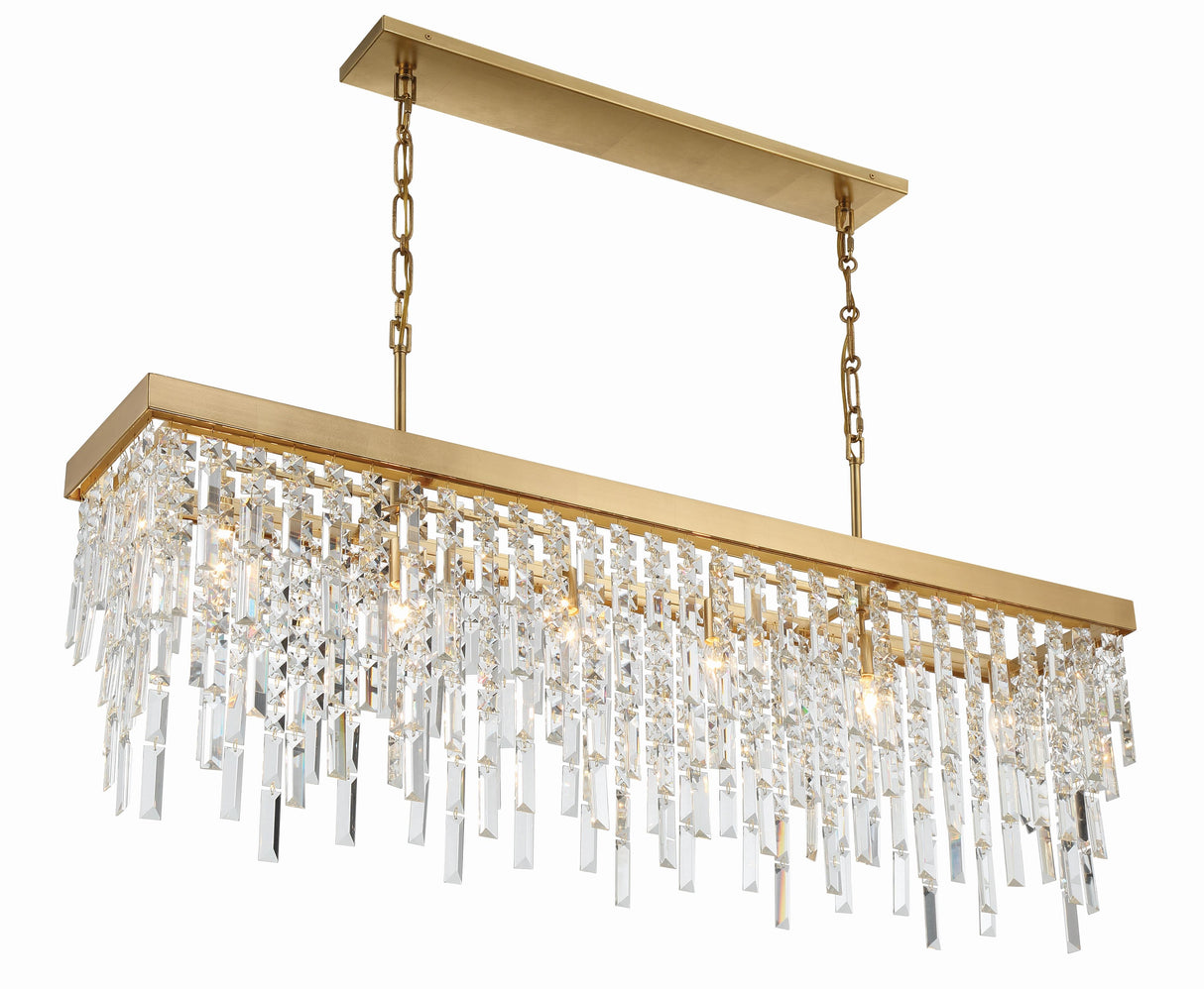 Crystorama Winfield 6 Light Antique Gold Linear Chandelier