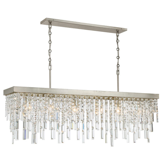 Crystorama Winfield 6 Light Antique Silver Linear Chandelier
