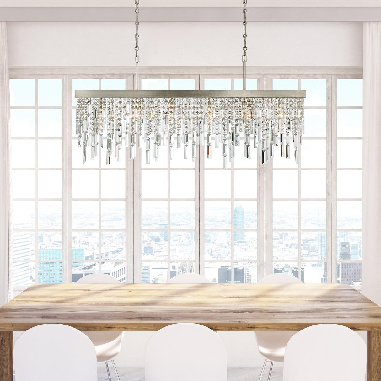 Crystorama Winfield 6 Light Antique Silver Linear Chandelier