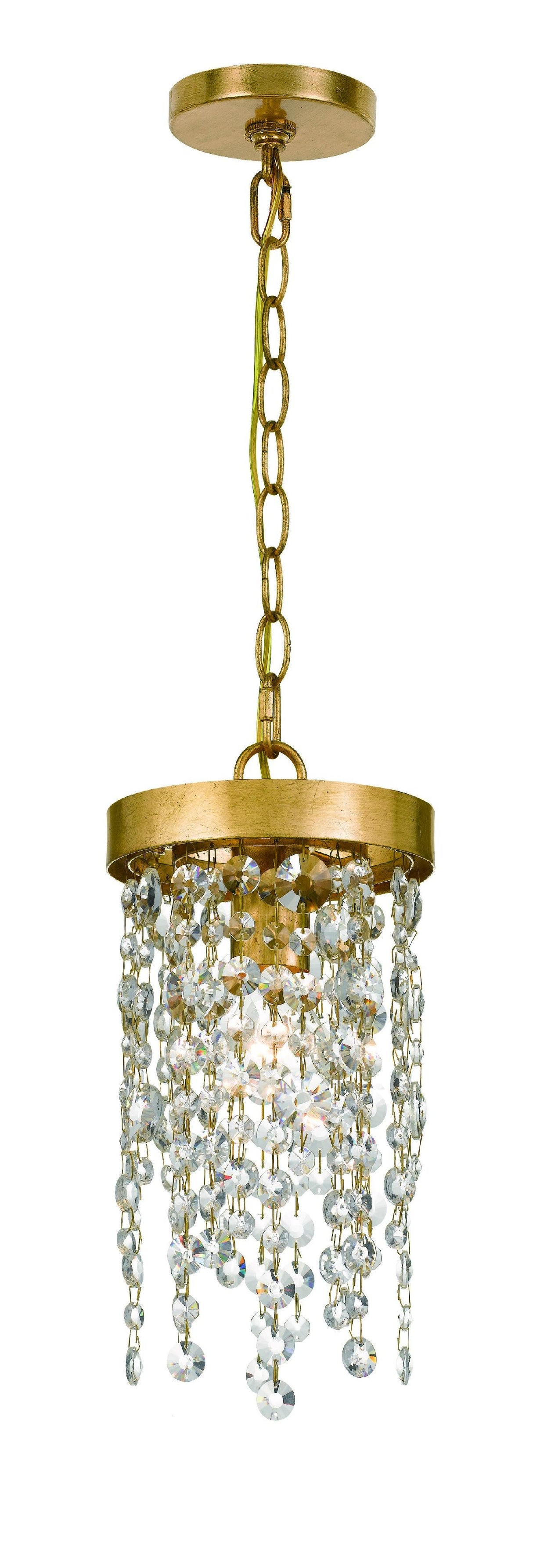 Crystorama Winham 1 Light Antique Gold Crystal Mini Pendant