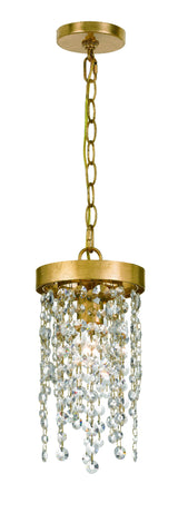 Crystorama Winham 1 Light Antique Gold Crystal Mini Pendant