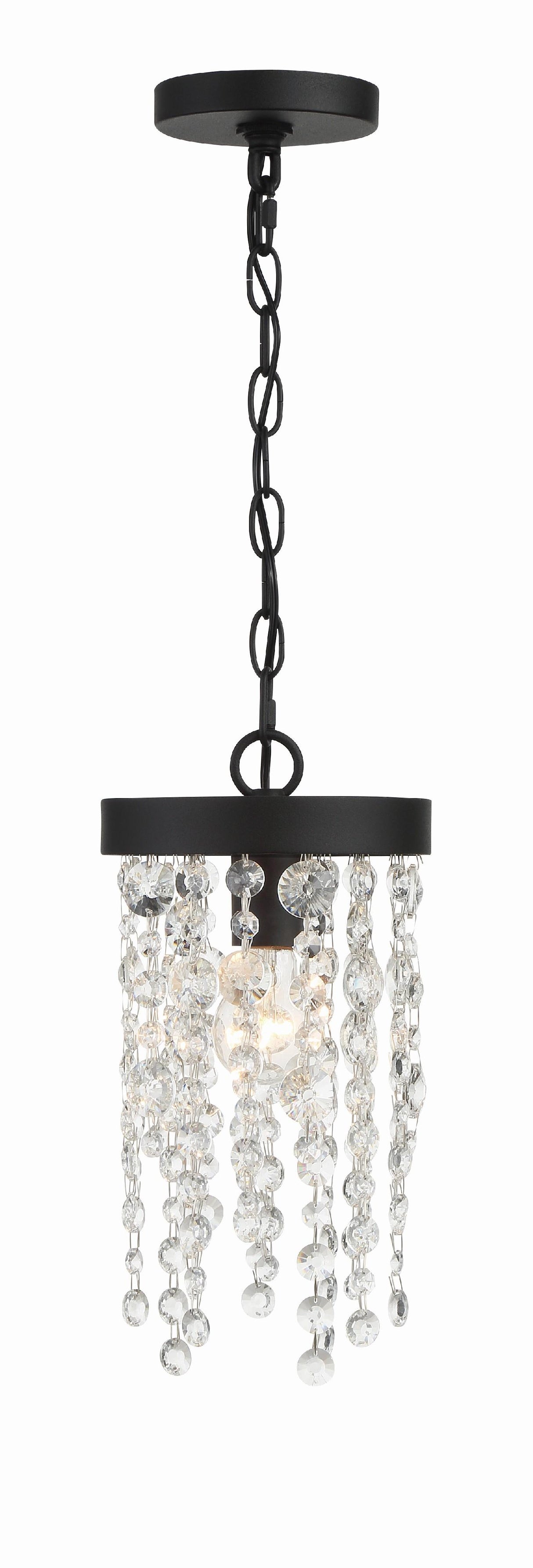 Crystorama Winham 1 Light Black Forged Mini Pendant