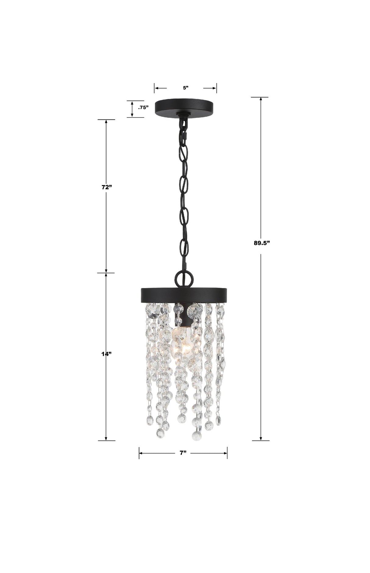 Crystorama Winham 1 Light Black Forged Mini Pendant