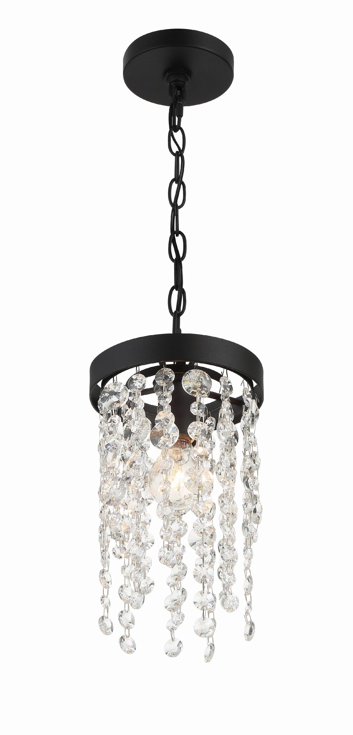 Crystorama Winham 1 Light Black Forged Mini Pendant