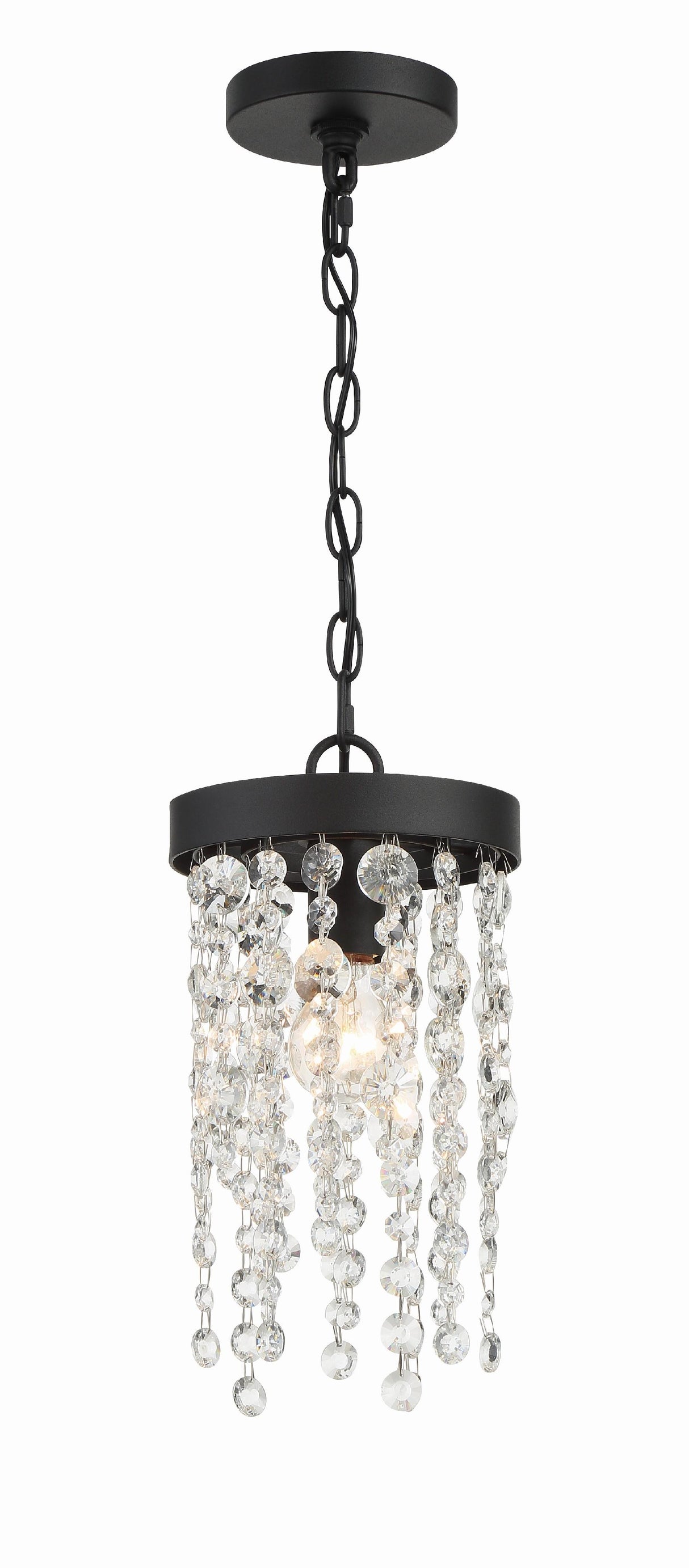 Crystorama Winham 1 Light Black Forged Mini Pendant