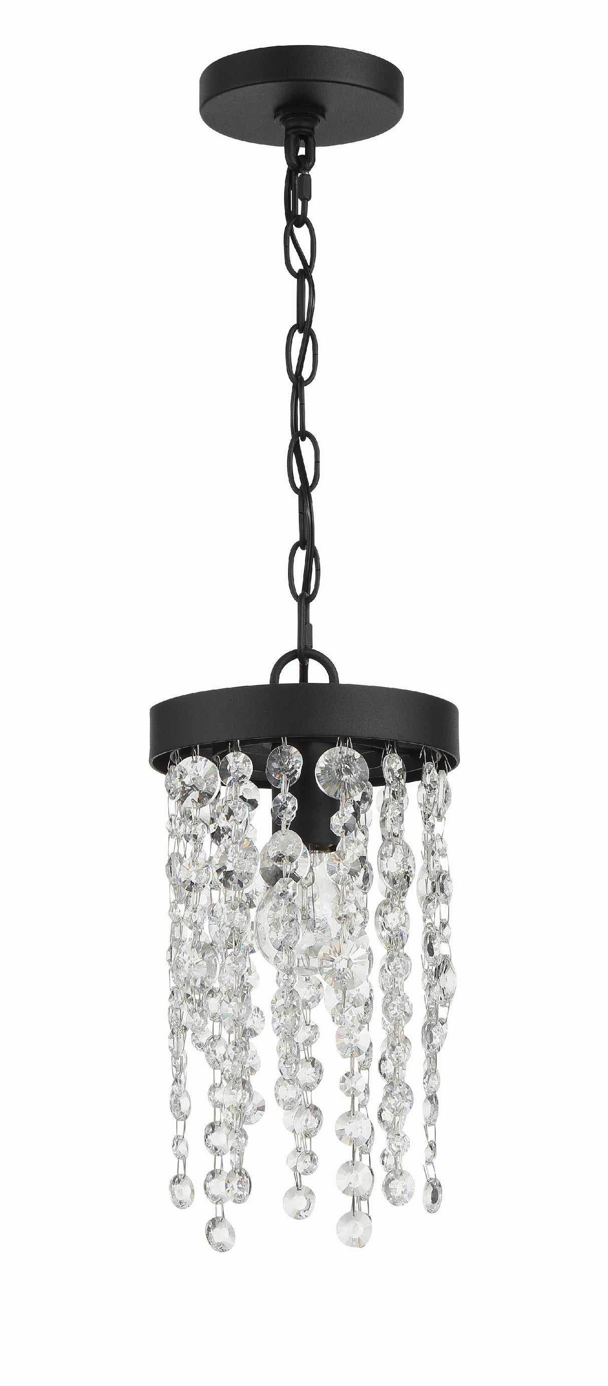 Crystorama Winham 1 Light Black Forged Mini Pendant