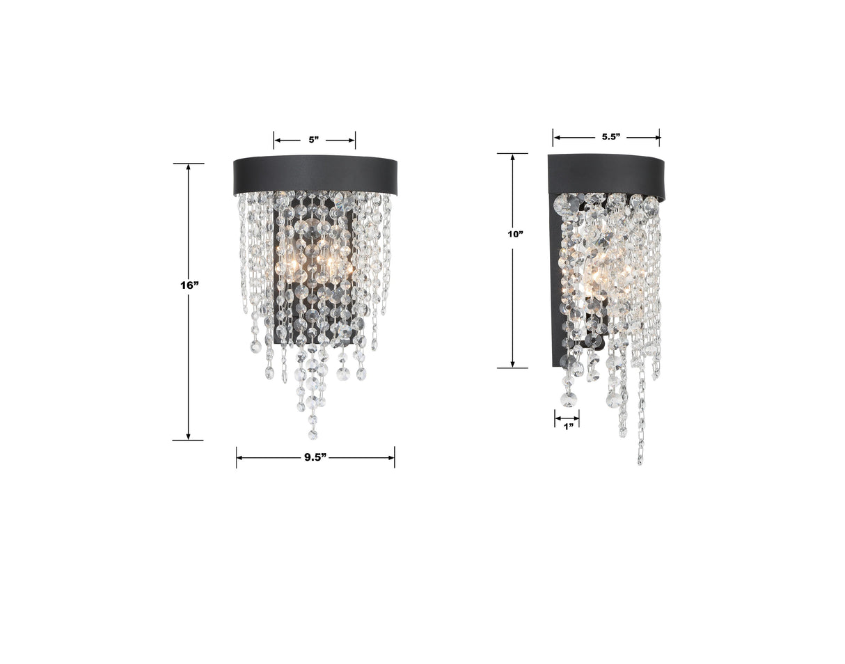 Crystorama Winham 2 Light Black Forged Sconce