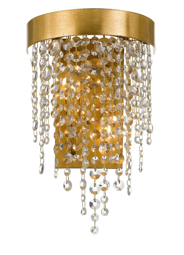 Crystorama Winham 2 Light Antique Gold Crystal Sconce
