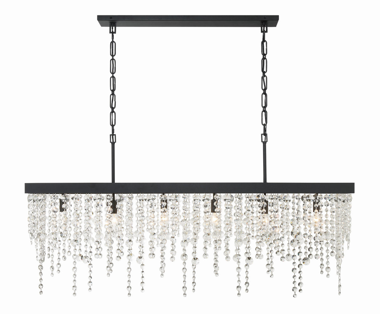 Crystorama Winham 6 Light Black Forged Linear Chandelier