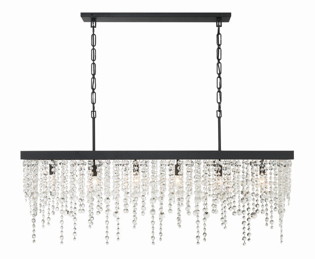 Crystorama Winham 6 Light Black Forged Linear Chandelier