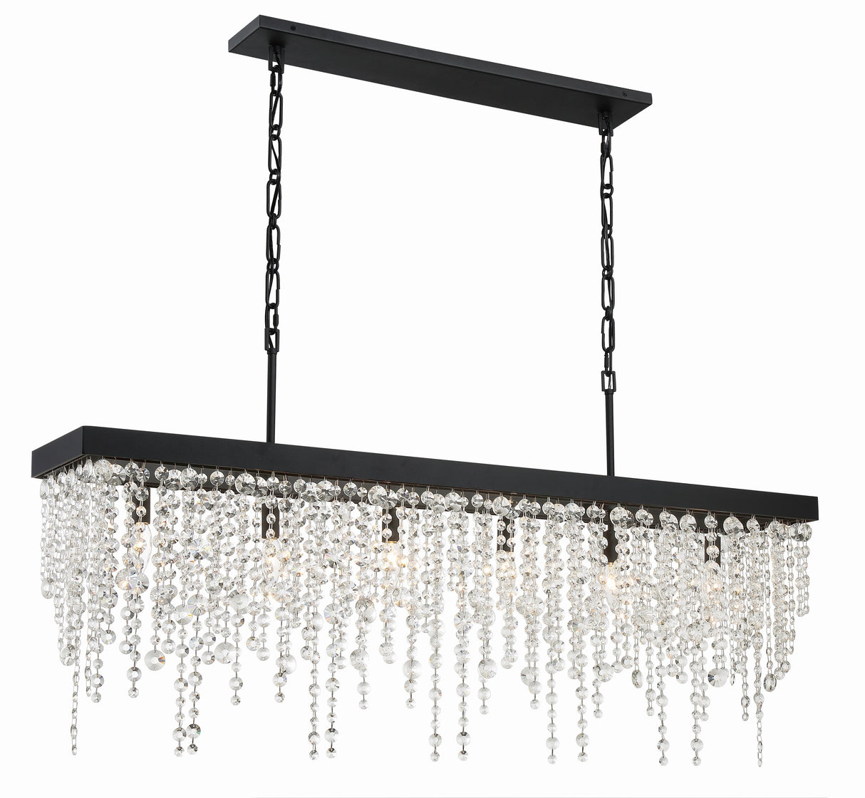 Crystorama Winham 6 Light Black Forged Linear Chandelier