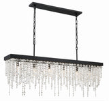 Crystorama Winham 6 Light Black Forged Linear Chandelier