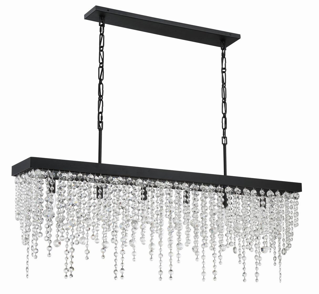 Crystorama Winham 6 Light Black Forged Linear Chandelier