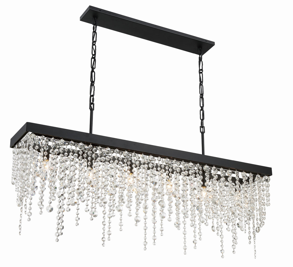 Crystorama Winham 6 Light Black Forged Linear Chandelier