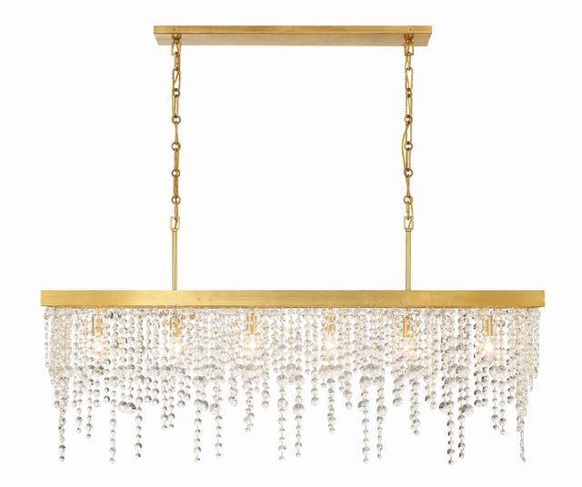 Crystorama Winham 6 Light Antique Gold Linear Chandelier