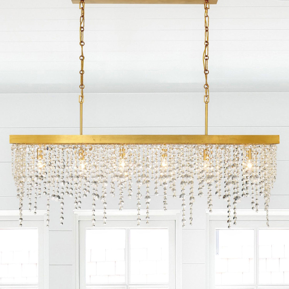Crystorama Winham 6 Light Antique Gold Linear Chandelier