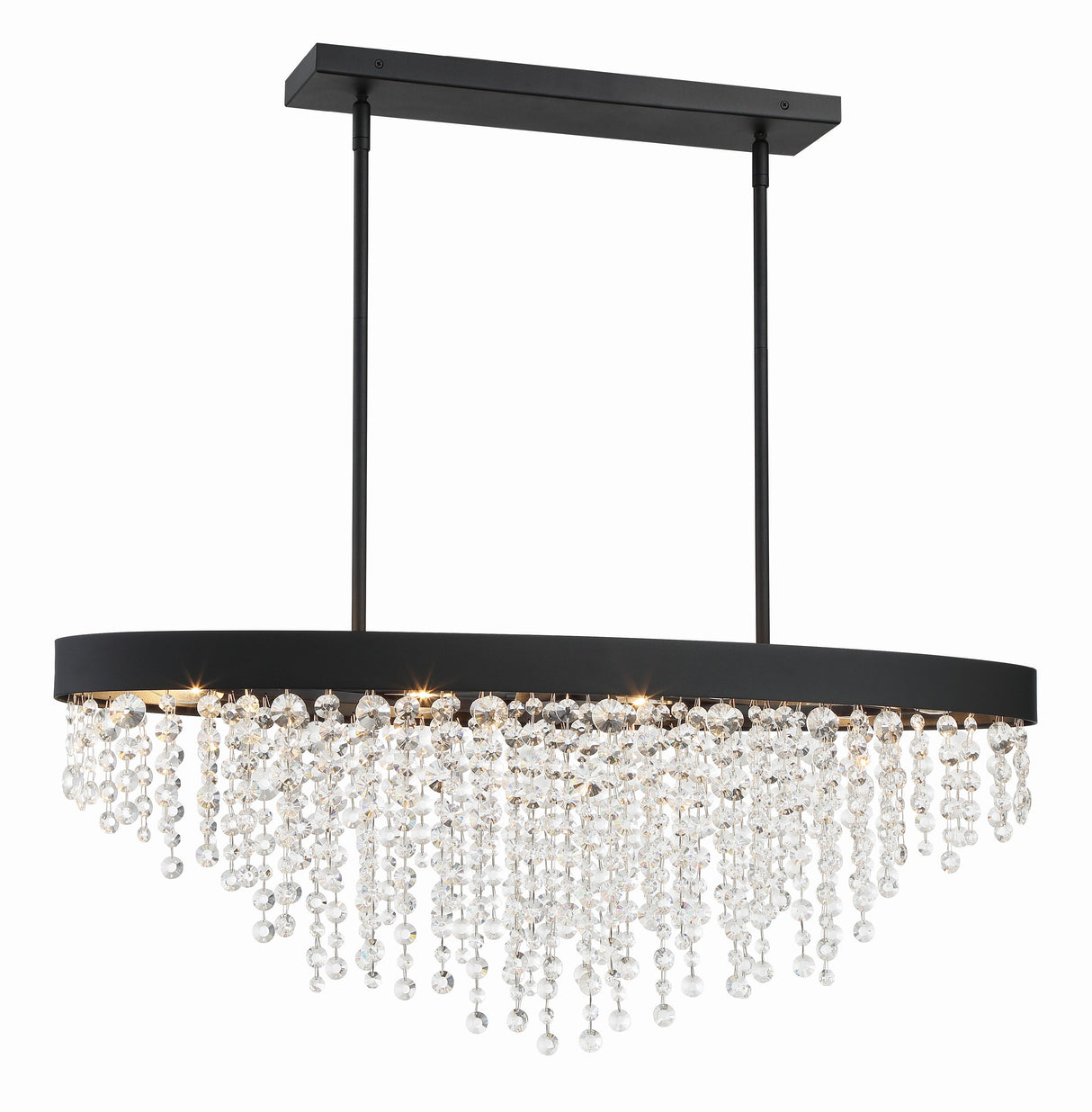 Crystorama Winham 8 Light Black Forged Linear Oval Chandelier
