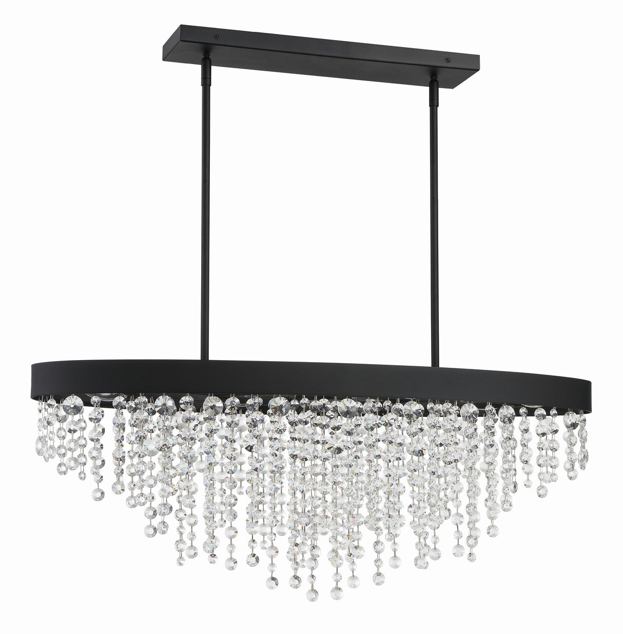 Crystorama Winham 8 Light Black Forged Linear Oval Chandelier