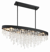 Crystorama Winham 8 Light Black Forged Linear Oval Chandelier