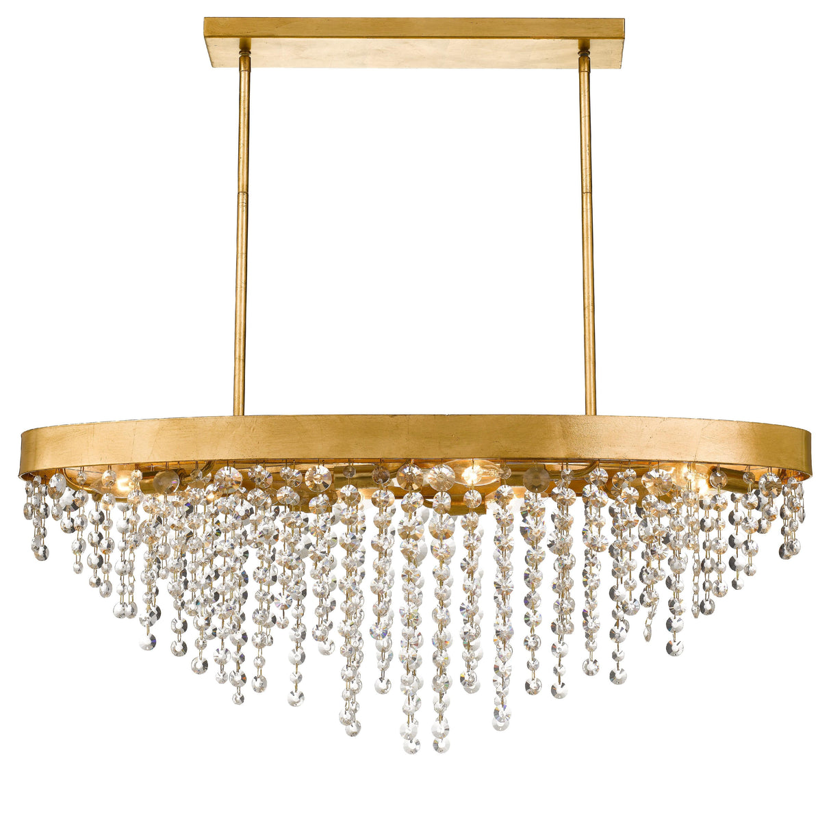 Crystorama Winham 8 Light Antique Gold Crystal Linear Oval Chandelier