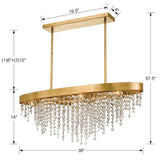 Crystorama Winham 8 Light Antique Gold Crystal Linear Oval Chandelier