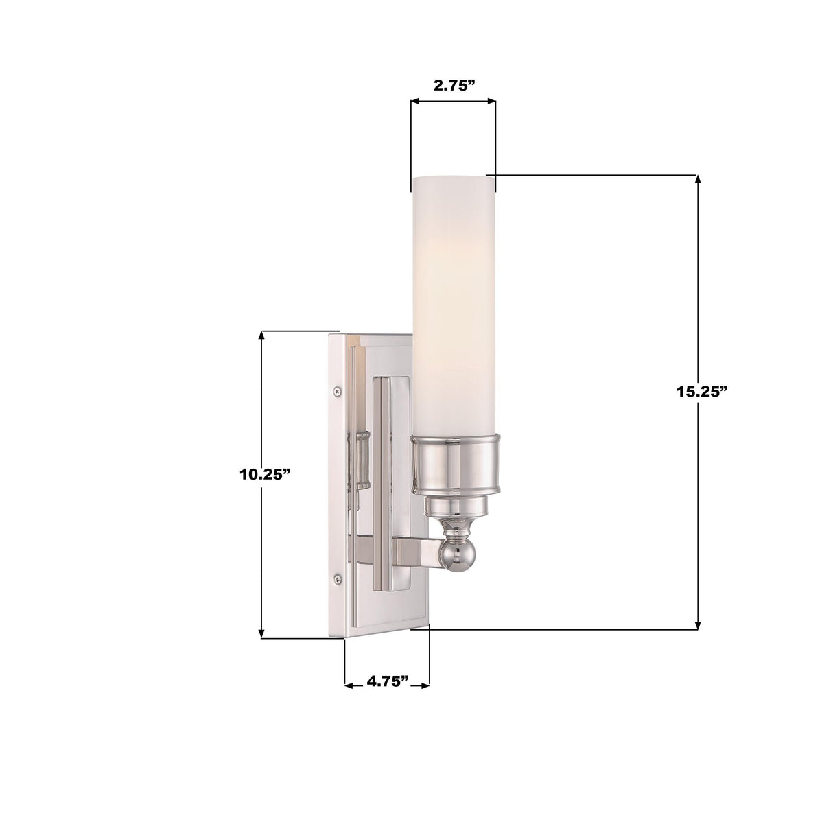 Crystorama Wilcox 1 Light LED Polished Nickel Sconce