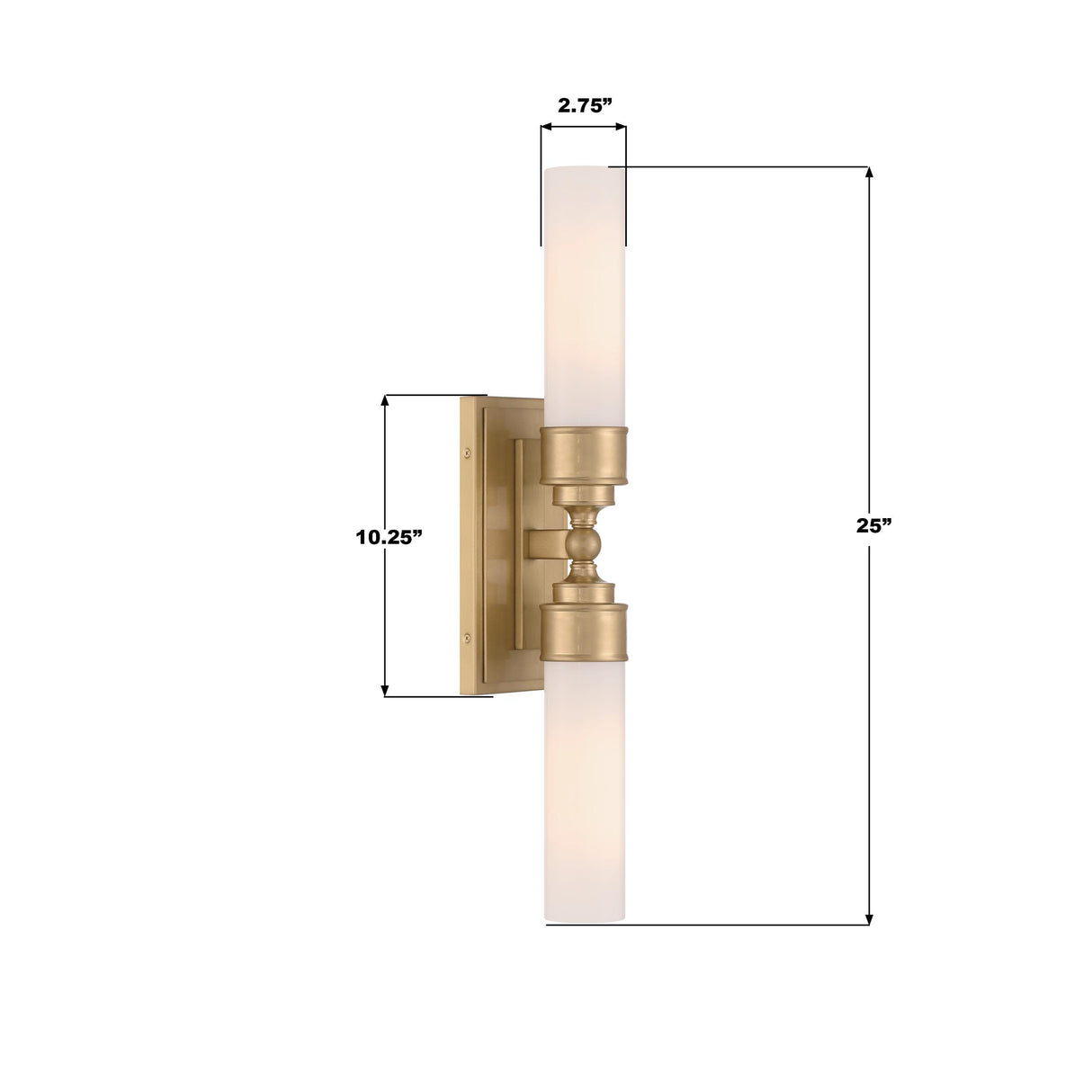 Crystorama Wilcox 2 Light LED Aged Brass Sconce