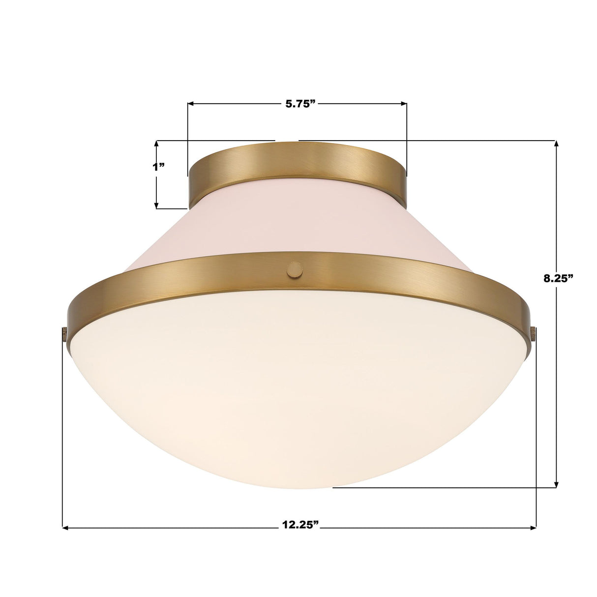 Crystorama Xander 1 Light Vibrant Gold + Blush Flush Mount