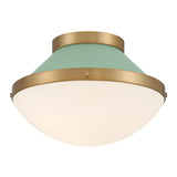 Crystorama Xander 1 Light Vibrant Gold + Green Flush Mount