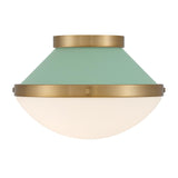 Crystorama Xander 1 Light Vibrant Gold + Green Flush Mount