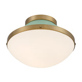Crystorama Xander 1 Light Vibrant Gold + Green Flush Mount
