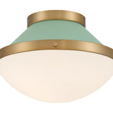 Crystorama Xander 1 Light Vibrant Gold + Green Flush Mount