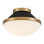 Crystorama Xander 1 Light Vibrant Gold + Matte Black Flush Mount
