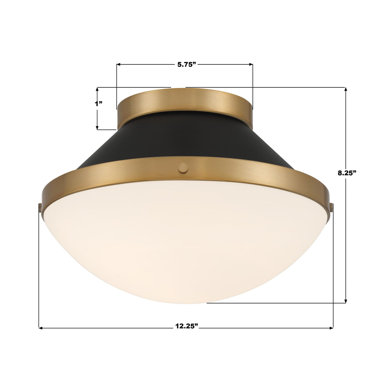 Crystorama Xander 1 Light Vibrant Gold + Matte Black Flush Mount