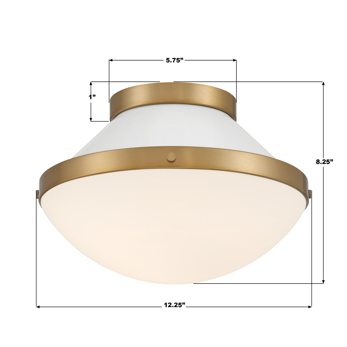 Crystorama Xander 1 Light Vibrant Gold + White Flush Mount