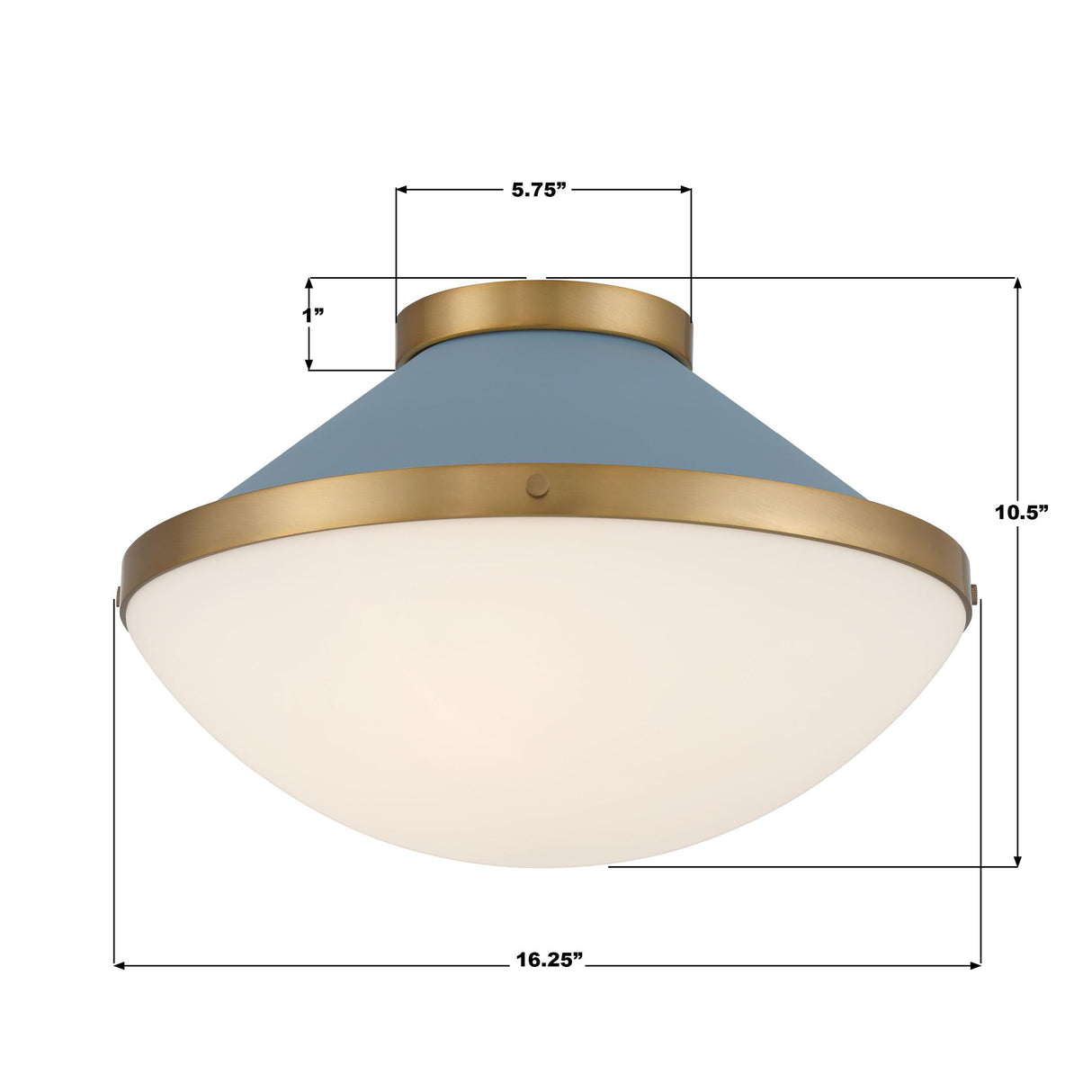 Crystorama Xander 2 Light Vibrant Gold + Blue Flush Mount