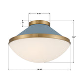 Crystorama Xander 2 Light Vibrant Gold + Blue Flush Mount