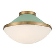 Crystorama Xander 2 Light Vibrant Gold + Green Flush Mount