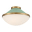 Crystorama Xander 2 Light Vibrant Gold + Green Flush Mount
