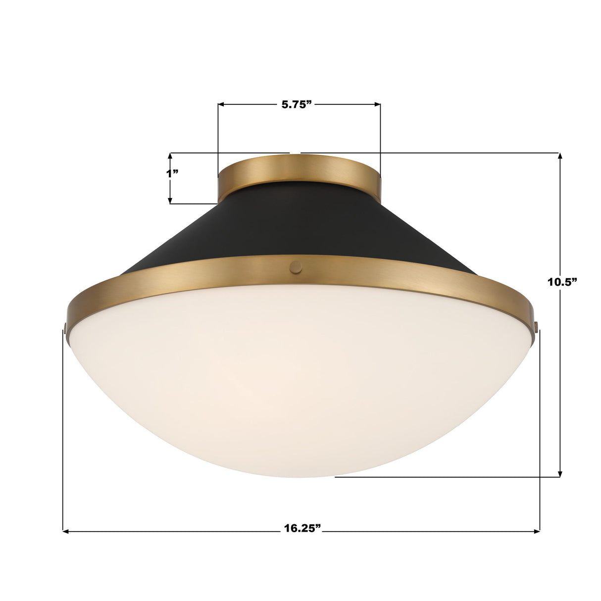 Crystorama Xander 2 Light Vibrant Gold + Matte Black Flush Mount