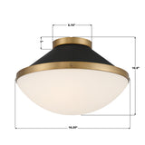 Crystorama Xander 2 Light Vibrant Gold + Matte Black Flush Mount