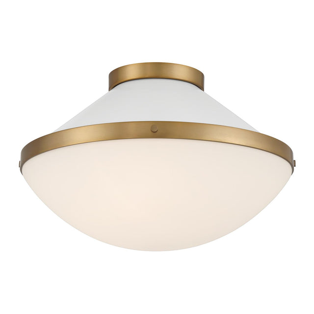 Crystorama Xander 2 Light Vibrant Gold + White Flush Mount