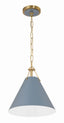 Crystorama Xavier 1 Light Vibrant Gold + Blue Mini Pendant