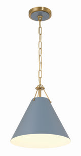 Crystorama Xavier 1 Light Vibrant Gold + Blue Mini Pendant