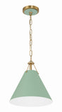 Crystorama Xavier 1 Light Vibrant Gold + Green Mini Pendant