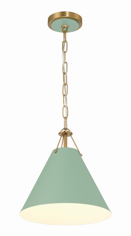 Crystorama Xavier 1 Light Vibrant Gold + Green Mini Pendant
