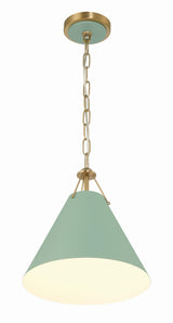 Crystorama Xavier 1 Light Vibrant Gold + Green Mini Pendant