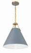 Crystorama Xavier 3 Light Vibrant Gold + Blue Pendant